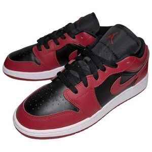 Nike Uni-Sex Kids 6Y Gym Red Black White Air Jordan 1 Low GS Sneakers 553560-606